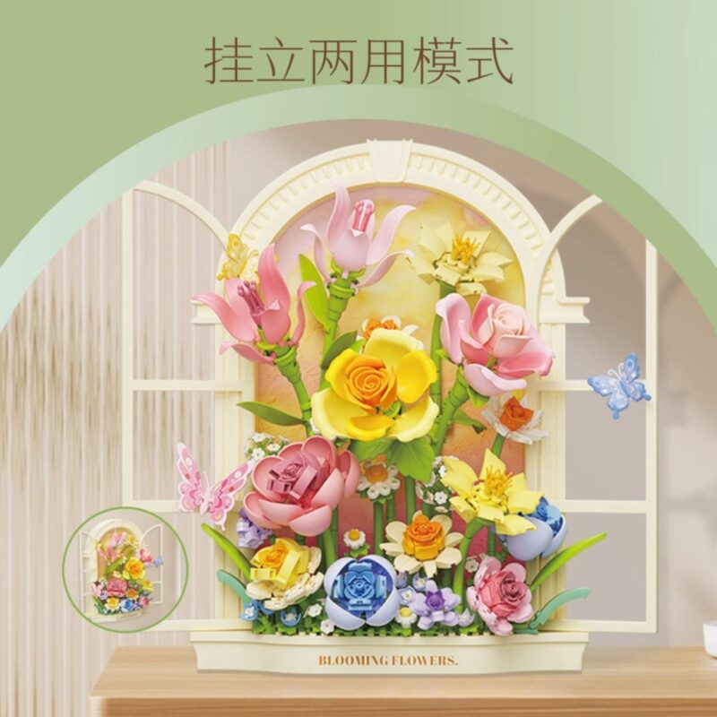 Đồ chơi lắp ghép Wekki 517212 Hoa Cửa Sổ Mộng Mơ, mô tả chế độ treo hoặc đứng, phù hợp trưng bày trên bàn hoặc treo tường, bộ đồ chơi giá tốt cho bé gái 14 tuổi.